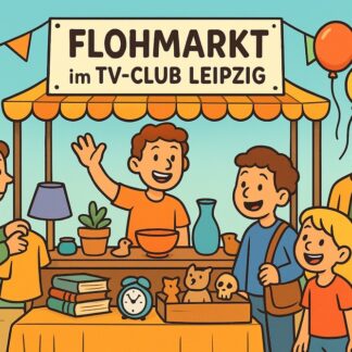 Verkaufstand zum Flohmarkt im TV-Club Leipzig